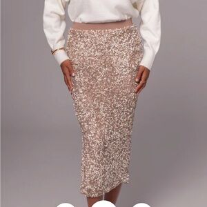 JLUXLABEL Midi Skirt - Taupe/Silver